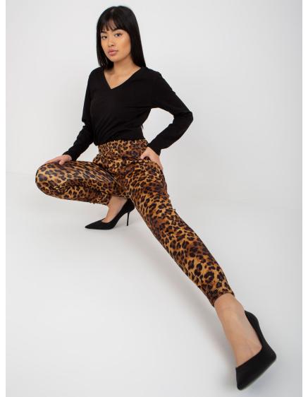 Dámské kalhoty s leopardím vzorem JOELLA tmavě béžové a černé