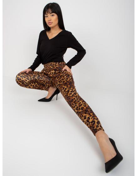 Levně Dámské kalhoty s leopardím vzorem JOELLA tmavě béžové a černé