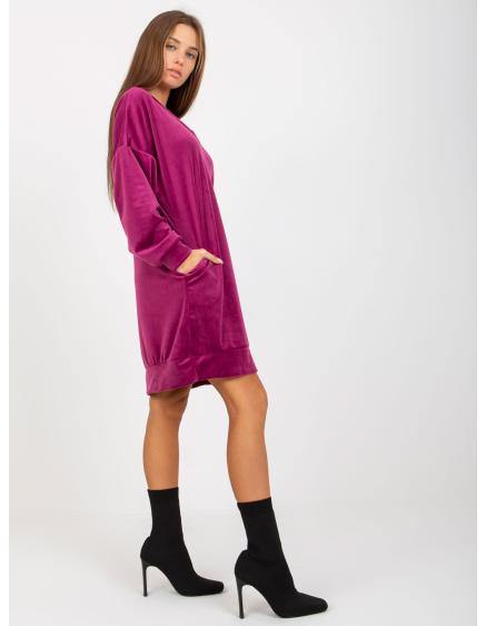 Dámské šaty s kapsami RUE PARIS fialové
