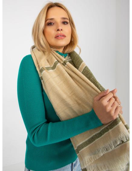 Dámský šátek vzorovaný LINA béžovo-zelený