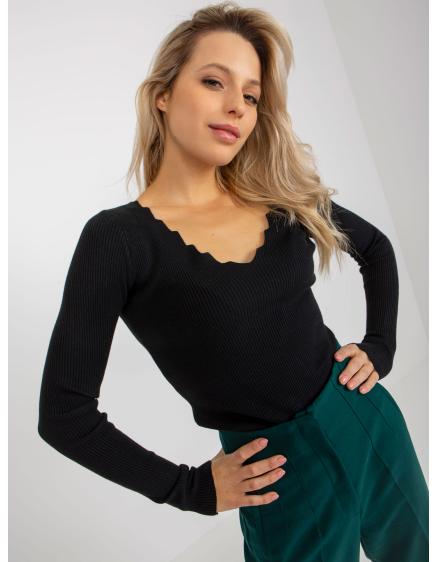 Levně Dámský svetr s výstřihem do V RAISSA černý