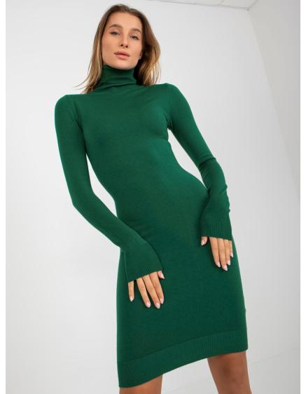 Dámské šaty ve fitted střihu HANRIETA tmavě zelené