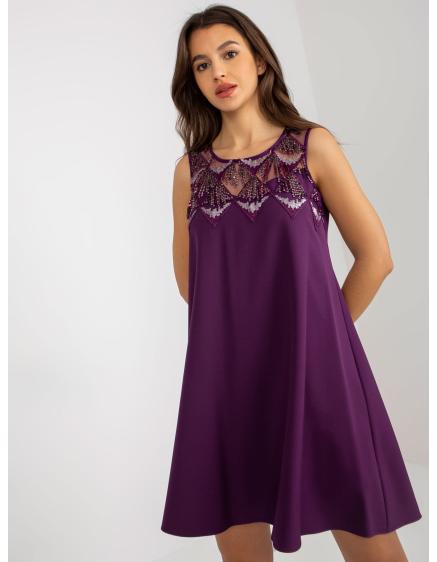Dámské šaty s flitry koktejlové CHANCE fialové