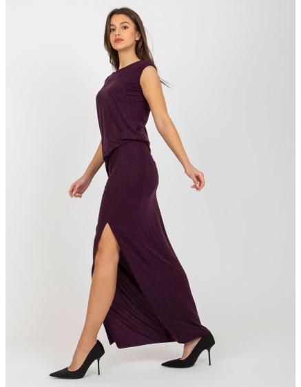 Dámské šaty s rozparkem AKIVIA tmavě fialové