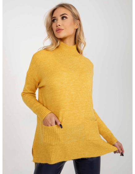 Dámský svetr s kapsami oversize RIVERA žlutý
