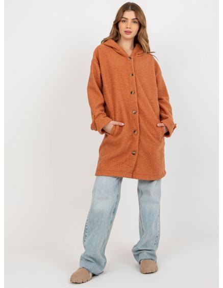 Dámský kabát s kapucí SOFIE tmavě oranžový