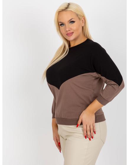 Dámská halenka s 3/4 rukávy plus size MADNY černohnědá