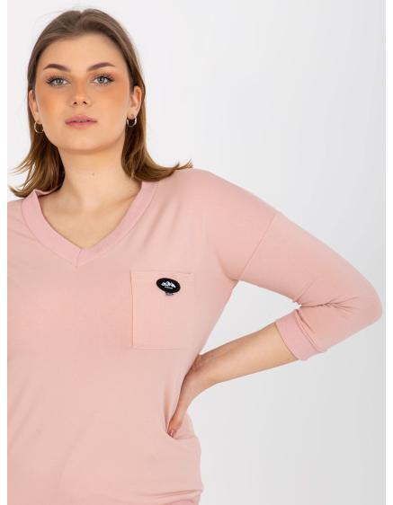 Dámská halenka plus size s 3/4 rukávy PEARL světle růžová