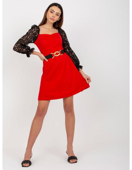 Dámské šaty s páskem mini koktejlové MARBELLA červené