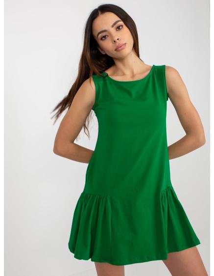 Dámské šaty s volánkovým lemem mini ALICE zelené