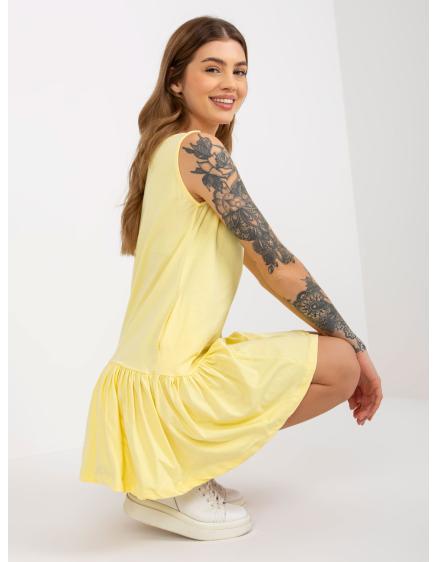 Dámské šaty bez rukávů s volánem FLORETTA světle žluté