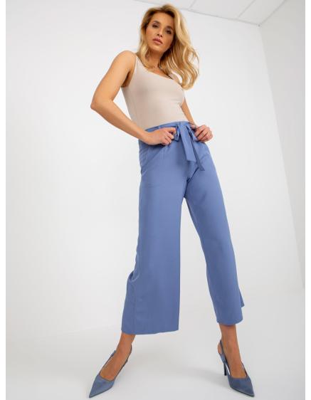 Levně Dámské kalhoty s vázáním CULOTTE tmavě modré