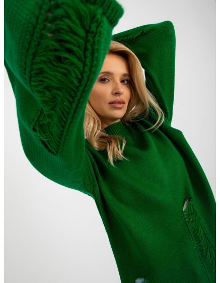 Dámský svetr oversize s dírami ETTA zelený