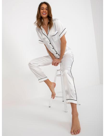 Dámské pyžamo s košilí a kalhotami MILAGRA bílé