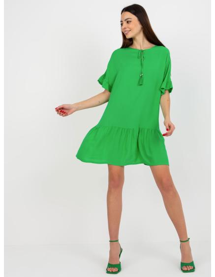 Dámské šaty s volánem a vázáním Sindy SUBLEVEL zelené