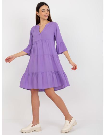 Dámské šaty s volánkem a výstřihem do V SUBLEVEL fialové
