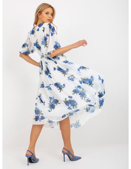Dámské šaty nadměrné velikosti midi květované ODILIA modrobílé