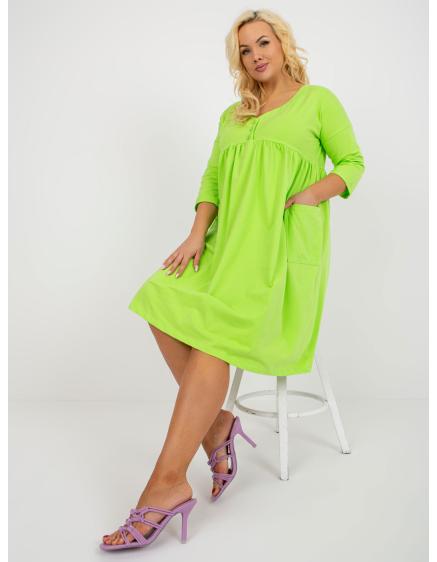 Dámské šaty s knoflíky plus size BASIC lipově zelené