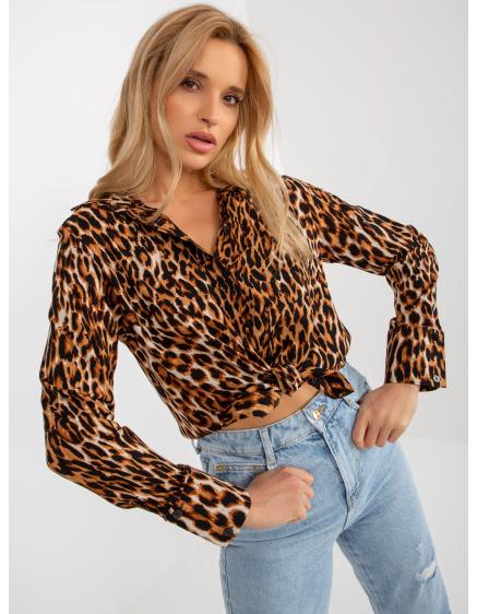 Dámská košile s leopardím potiskem SEVERINA světle hnědá a černá