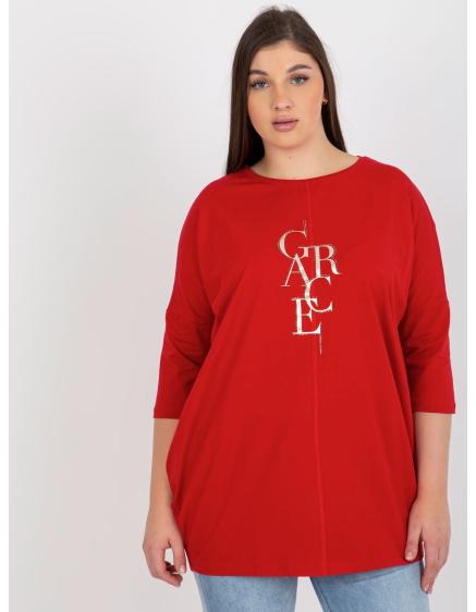Levně Dámská halenka s 3/4 rukávy plus size SIXTA červená