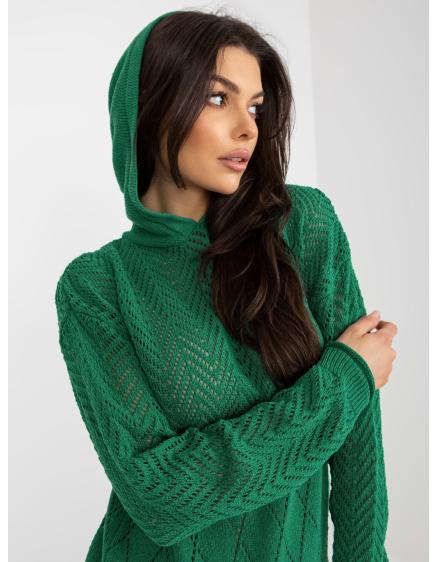 Dámský svetr s kapucí DOBRA zelený