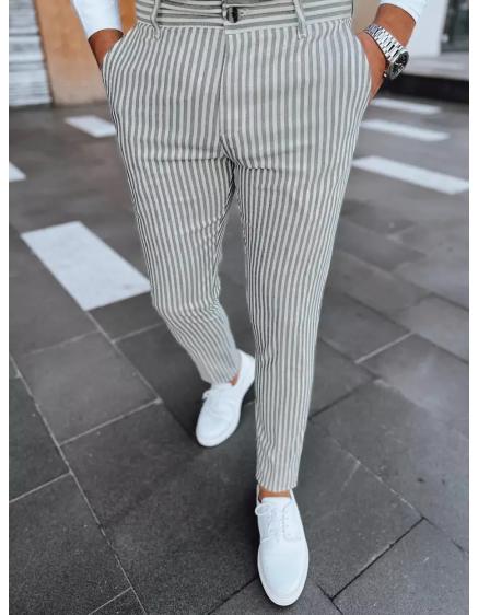 Pánské kalhoty pruhované chinos AB10 světle šedé