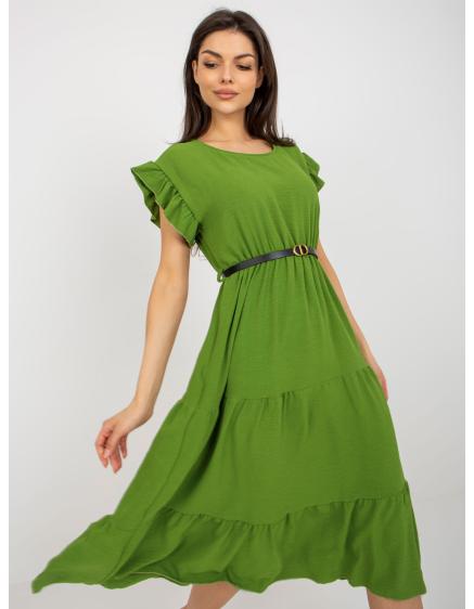 Dámské šaty s volánem a krátkými rukávy IRENA světle zelené