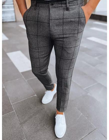 Pánské kalhoty kostkované chinos LIMA tmavě šedé